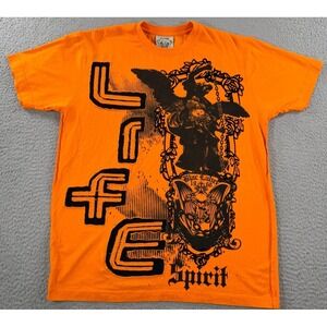 Blac Label Premium Shirt Men XL Orange Life Spirit Skull Graphic Studded Tee Y2K